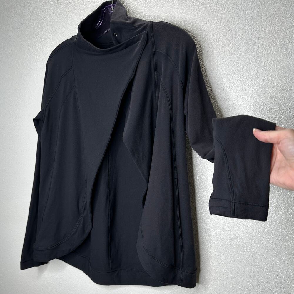 Lululemon Black Long Sleeve Cardigan Style Snap Neck Button Collar 4